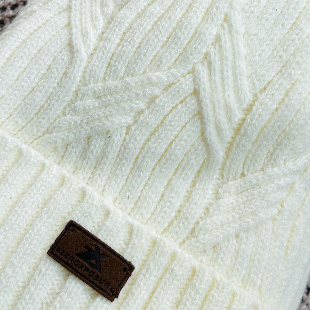 ZeroXposur Cream Knit Hat Pom Pom - Picture 2 of 7